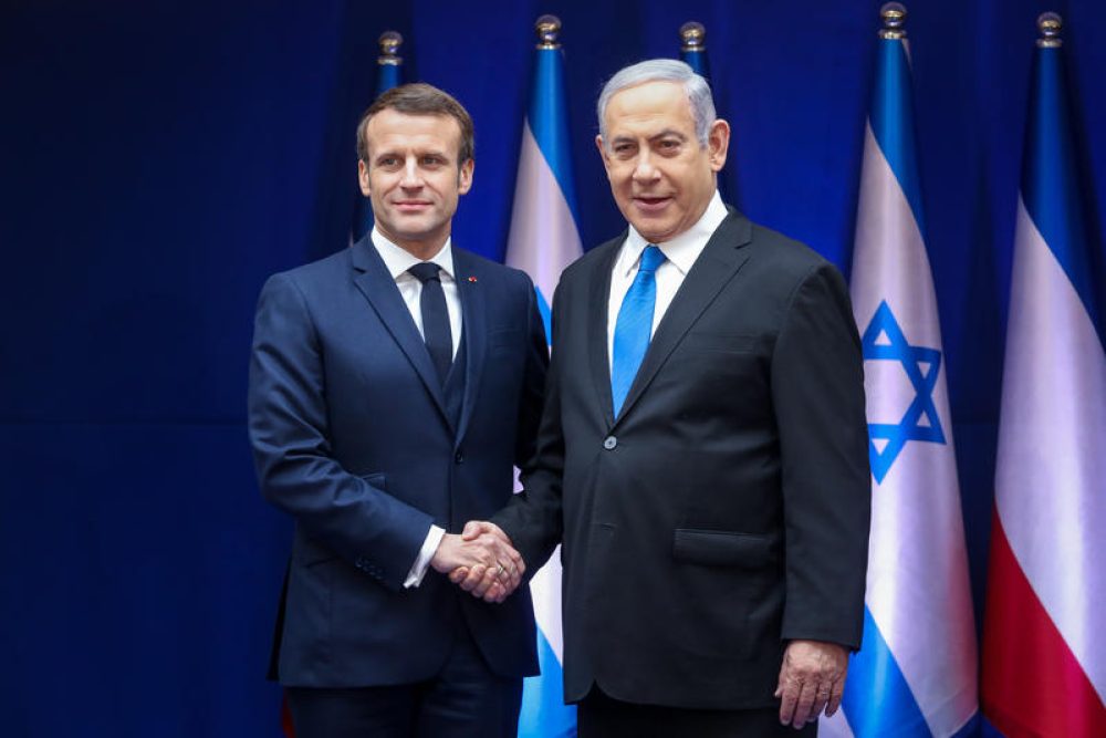 Emmanuel Macron, initiatiefnemer van de erkenning van 'Palestina' en Benjamin Netanyahu in Jeruzalem in 2020  - Foto: Marc Israel Sellem/POOL