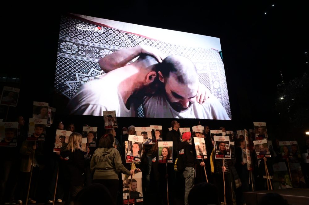 A rally calling for the release of Israelis held hostage by Hamas terrorists in Gaza, at "Hostage Square" in Tel Aviv, March 1, 2025. Photo by Avshalom Sassoni/Flash90