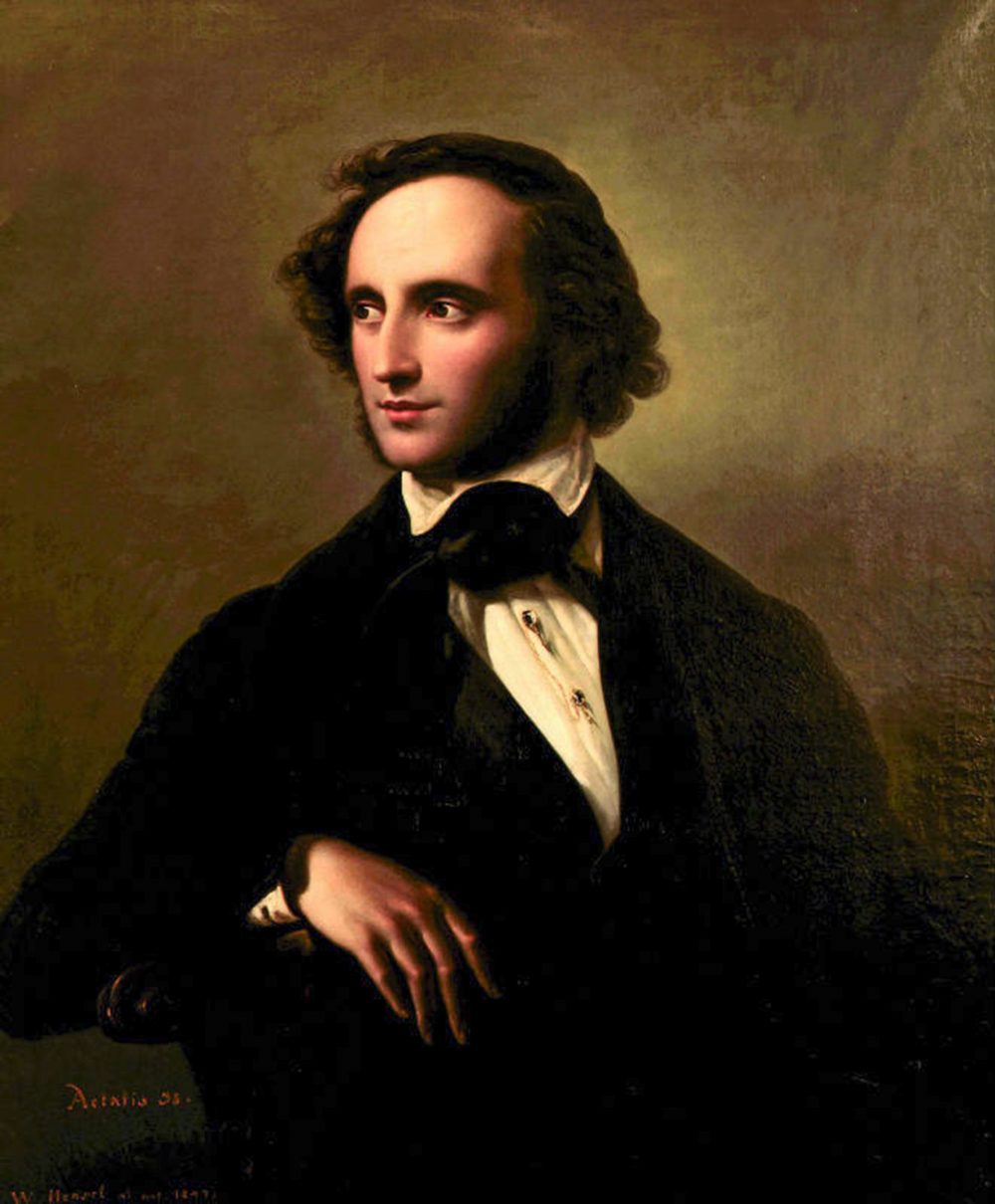 Felix Mendelssohn geschilderd door zijn zwager Wilhelm Hensel vlak voor zijn dood in 1847