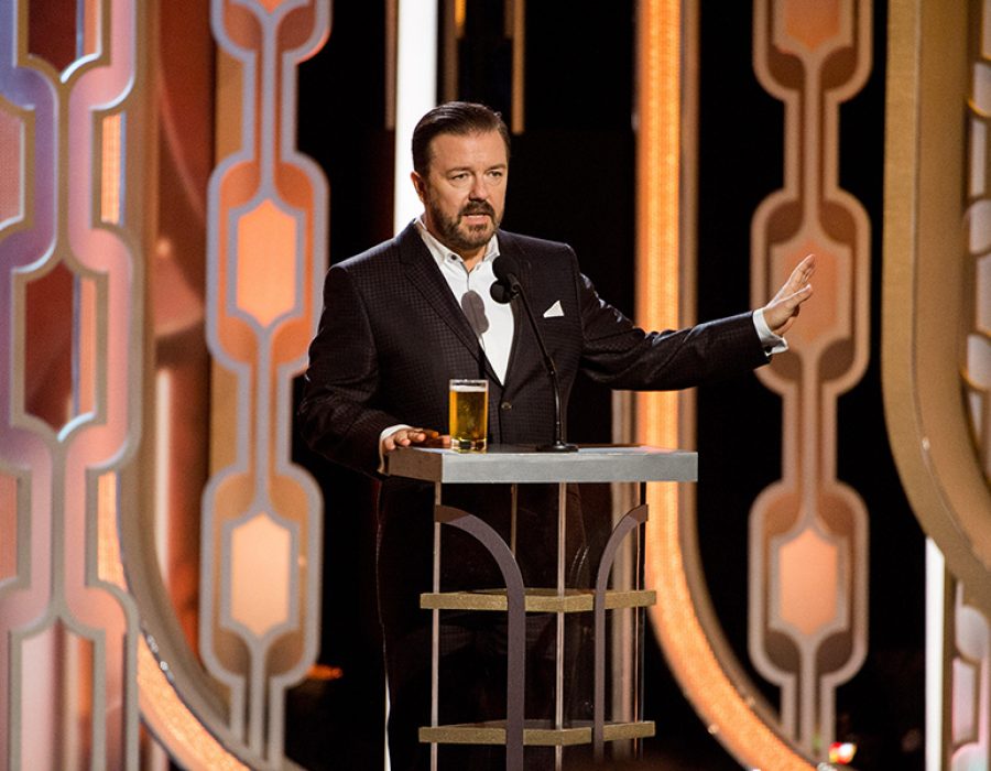 Ricky Gervais bij de Golden Globes Awards in 2016 – foto: Picturelux