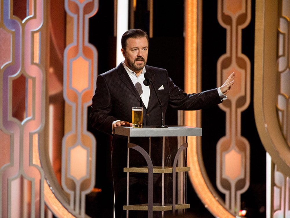Ricky Gervais bij de Golden Globes Awards in 2016 – foto: Picturelux