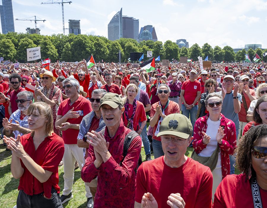 Betogers op het Malieveld in Den Haag in juni 2025. Foto: Bernard Blasband