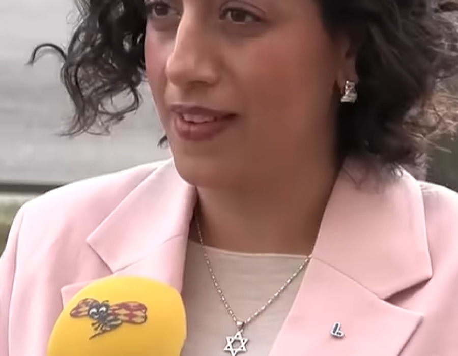 Simona Mohamsson met davidster - Screenshot YouTube