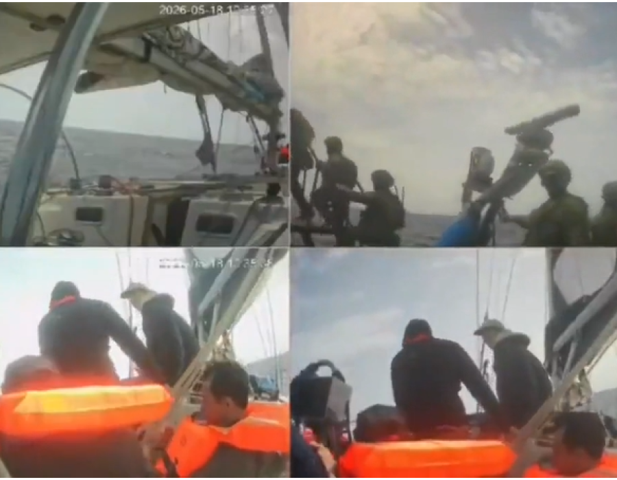 Beelden  van de livestream van de Global Sumud Flotilla, net voordat Israëlische commando's aan boord gaan - Screenshot X