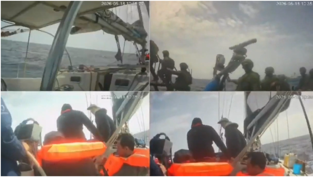 Beelden  van de livestream van de Global Sumud Flotilla, net voordat Israëlische commando's aan boord gaan - Screenshot X