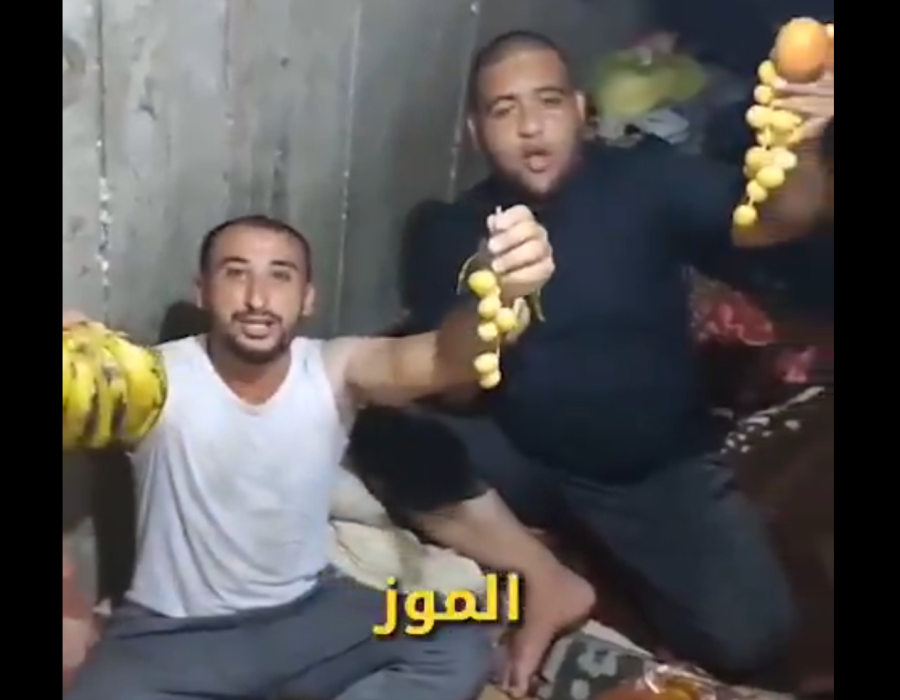Hamas-terroristen tonen een overdaad aan voedsel in hun tunnels in Gaza