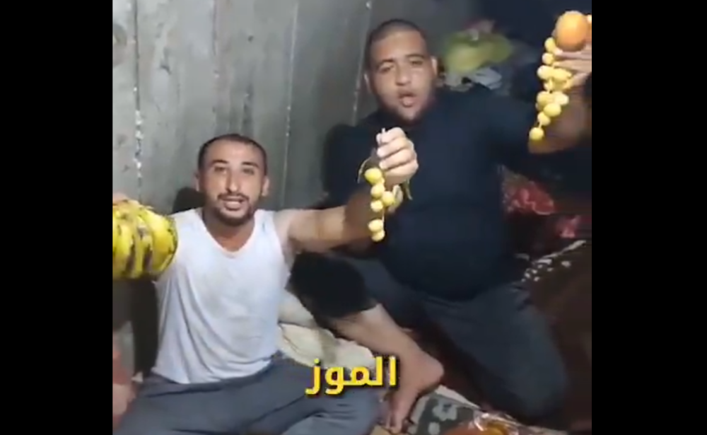 Hamas-terroristen tonen een overdaad aan voedsel in hun tunnels in Gaza