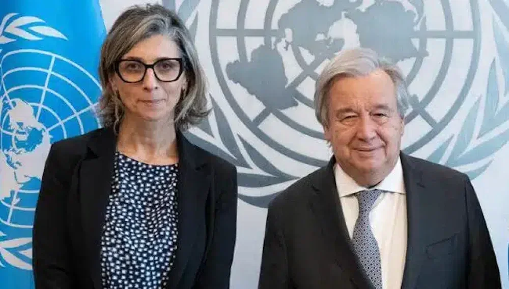 Francesca Albanese en Antonio Guterres - Foto: UN